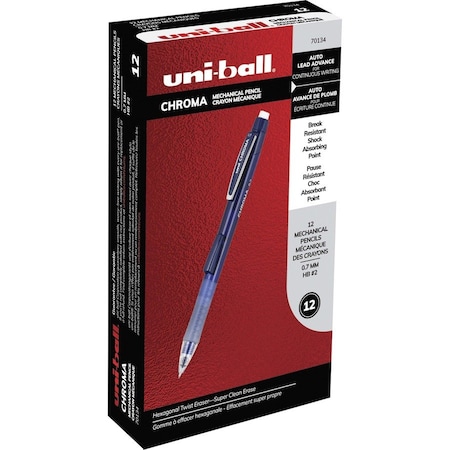 Uni-Ball Mechanical Pencils, Chroma, 0.7mm, 12/PK, Cobalt Blue Barrel UBC70134